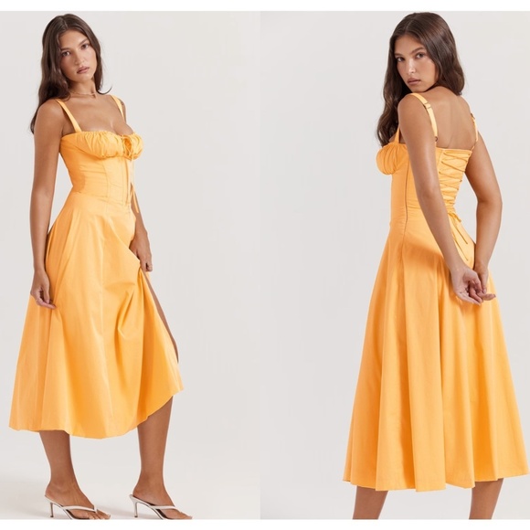 HOUSE OF CB 'Carmen' Tangerine Bustier‎ Sundress orange NWOT size XS - Picture 4 of 10